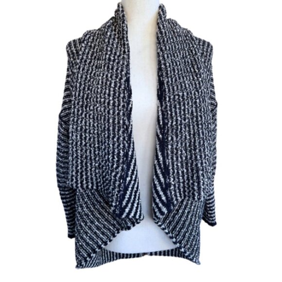 FREE PEOPLE Chunky Knit Open Front Black & White Cardigan Size S - Picture 2 of 16